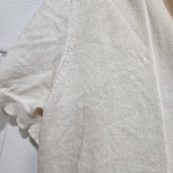 J.Crew Small Ivory Cotton Open Front Short Sleeve Cardigan Sweater - Picture 9 of 11